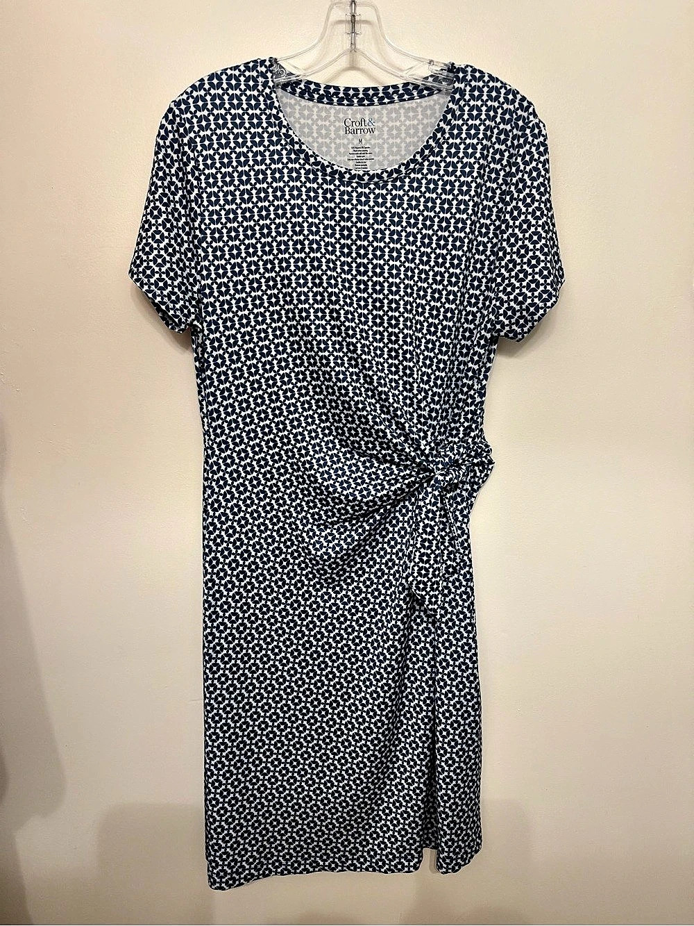 Croft & Barrow Women's Geometric Dress Blue & White Size Medium